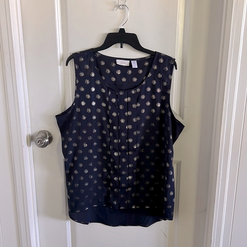 Navy and Metallic Sleeveless Top